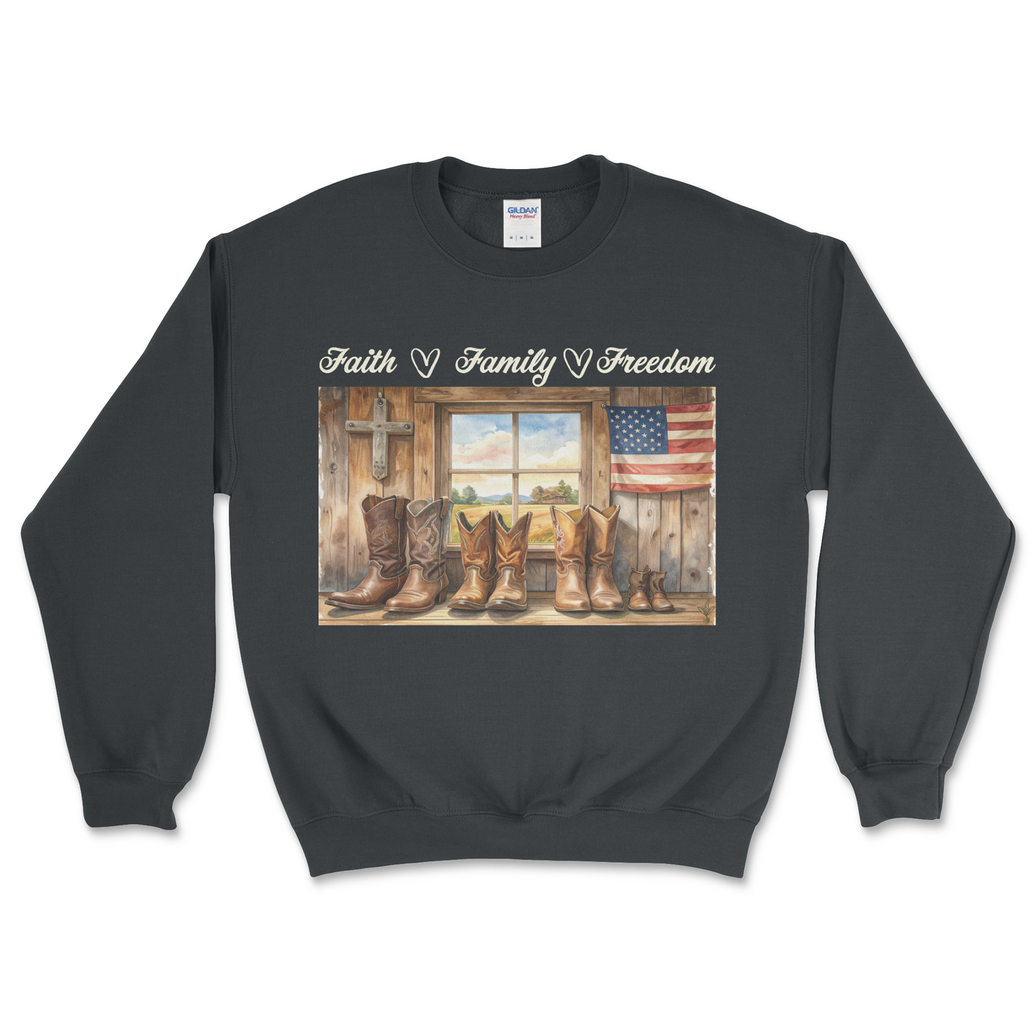 Heritage Collection - Faith Family Freedom – Heavy Blend Crewneck Sweatshirt