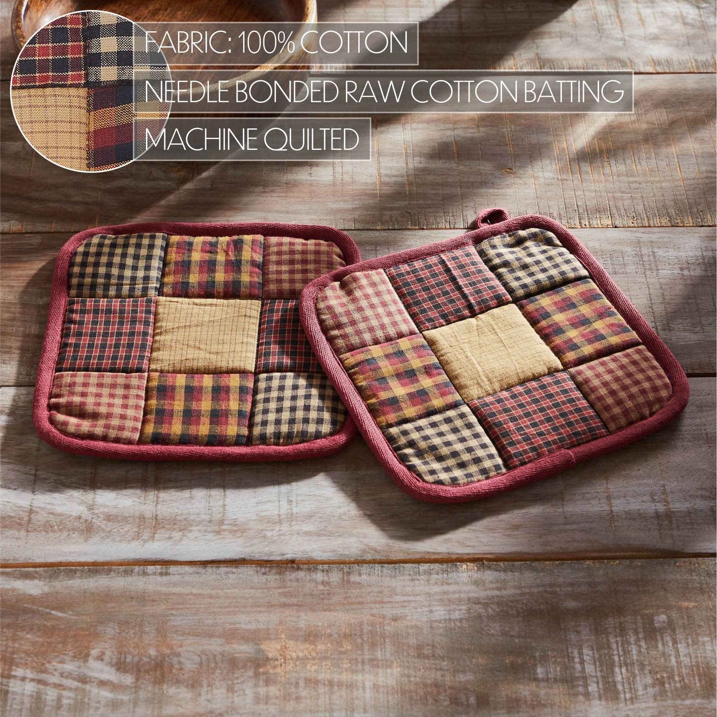 Heritage Farms Primitive Check Pot Holder Set of 2 8x8
