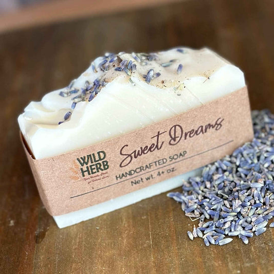 Wild Herb:Sweet Dreams Natural Organic Soap Bar Topped with Lavender