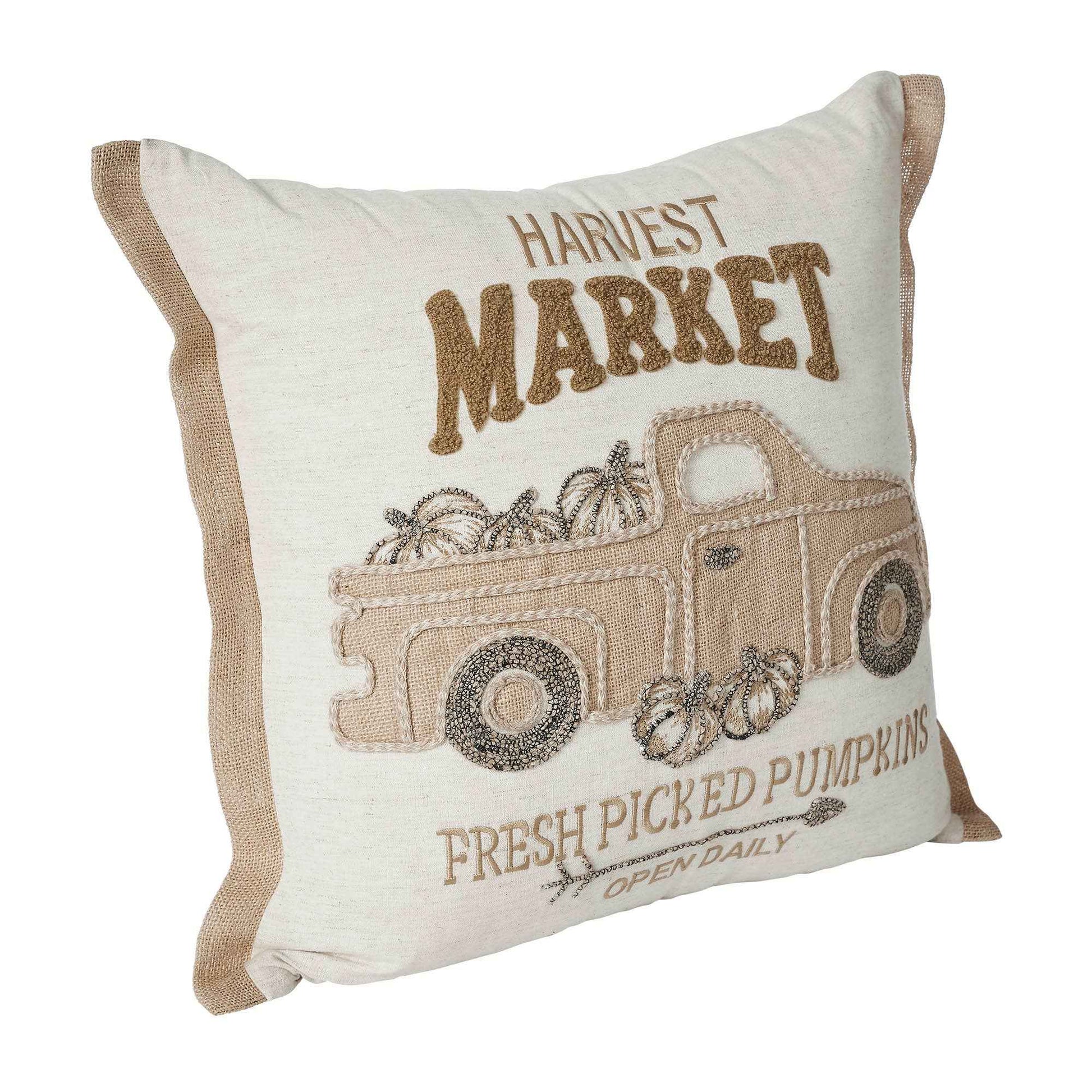 Autumn Fall Farmhouse Pumpkin Truck Decorative Throw Pillow 18x18 Home Accent