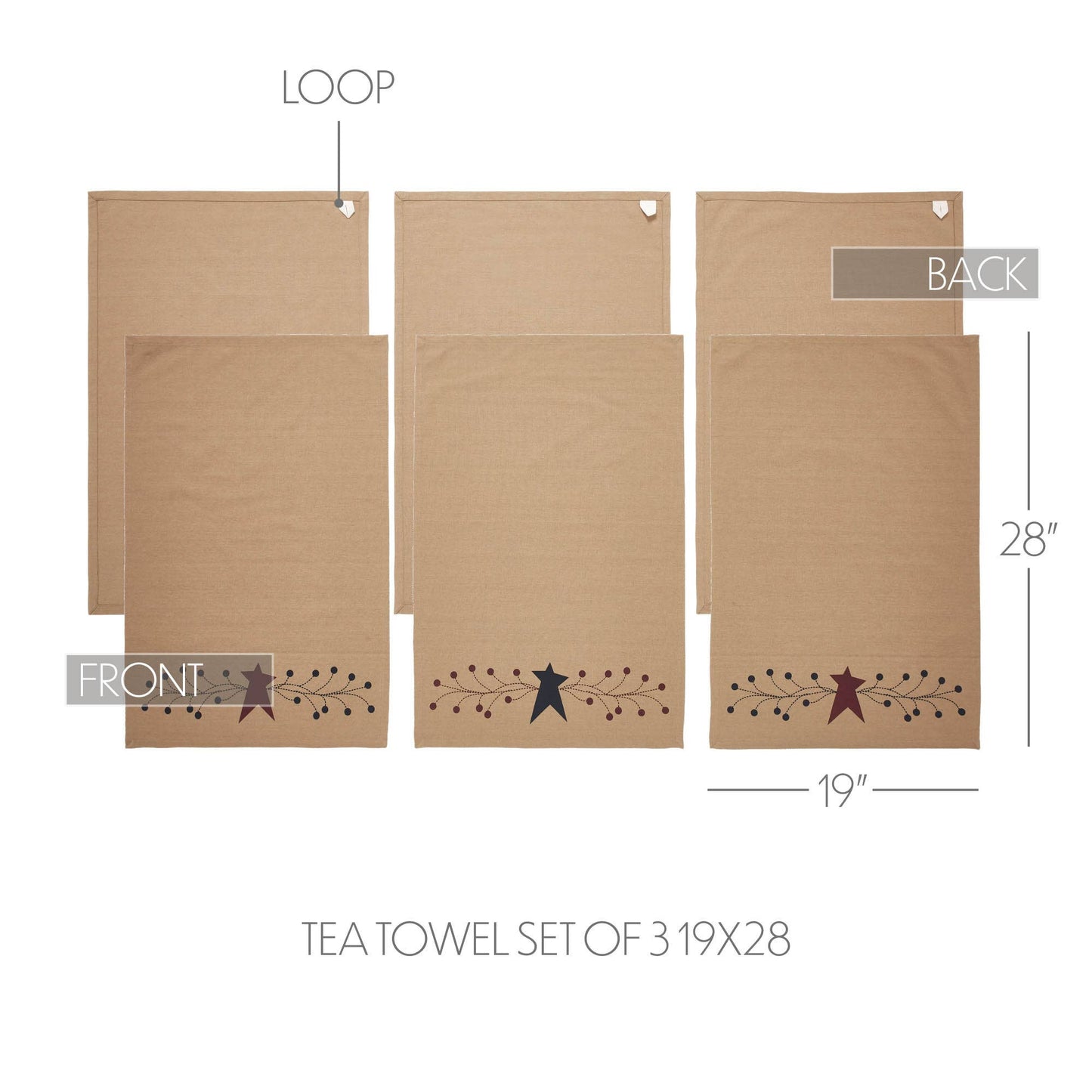 Pip Vinestar Tea Towel Set of 3 19x28 - 3 Feathers Design and Graphics & 3 Feathers Mercantile