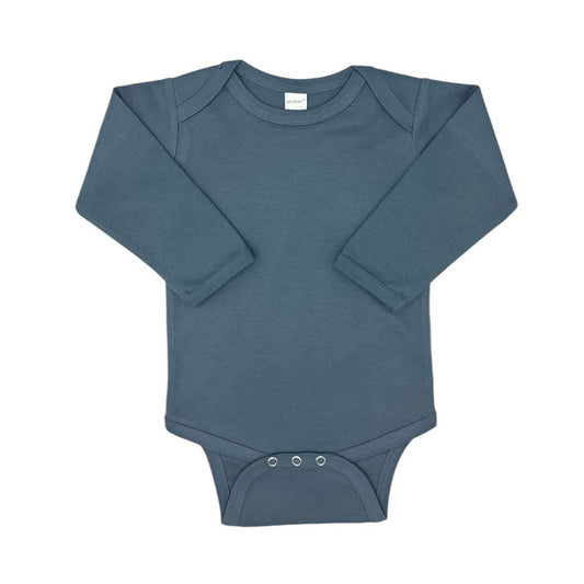 Organic Long Sleeve Baby Bodysuit, Sustainable Baby Creeper : Harbor Blue / 3-6M - 3 Feathers Design and Graphics & 3 Feathers Mercantile