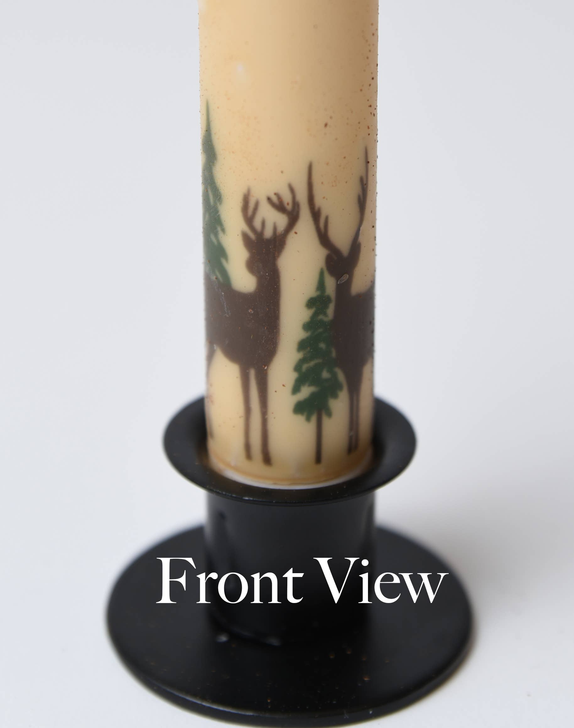 Deer in the Woods Panorama LED Timer Taper Candle: Top Dusted - 3 Feathers Design and Graphics & 3 Feathers Mercantile
