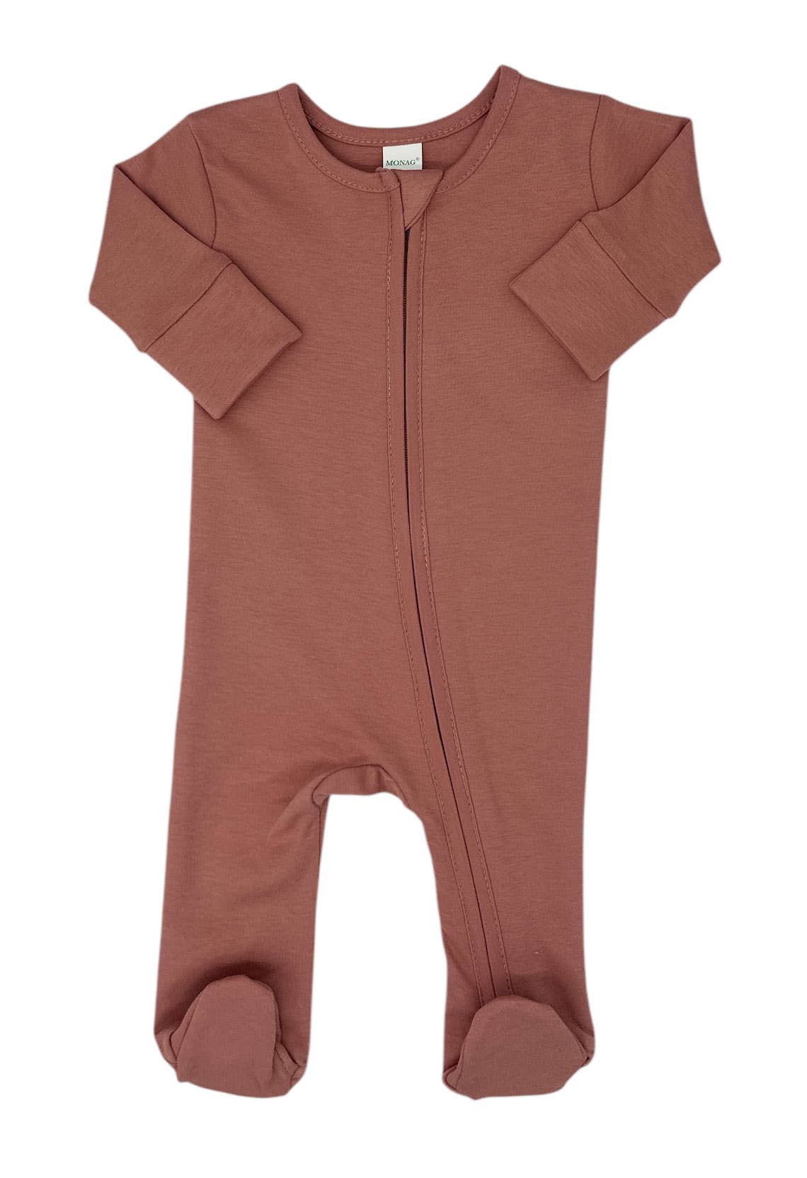 Organic Long Sleeve Baby Romper with Footie and mittens: Cactus Green / 0-3M - 3 Feathers Design and Graphics & 3 Feathers Mercantile