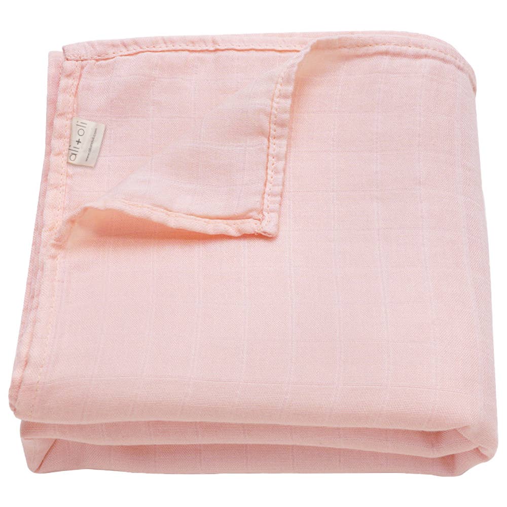 Bamboo Muslin Swaddle Blanket (Soft Pink) - 3 Feathers Design and Graphics & 3 Feathers Mercantile