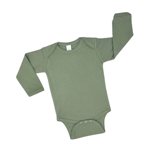 Organic Long Sleeve Baby Bodysuit, Sustainable Baby Creeper : Cactus Green / 3-6M - 3 Feathers Design and Graphics & 3 Feathers Mercantile