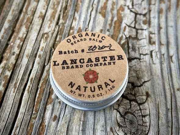 Lancaster Beard Company - Natural (Unscented) Organic Beard Balm: 0.5 Oz
