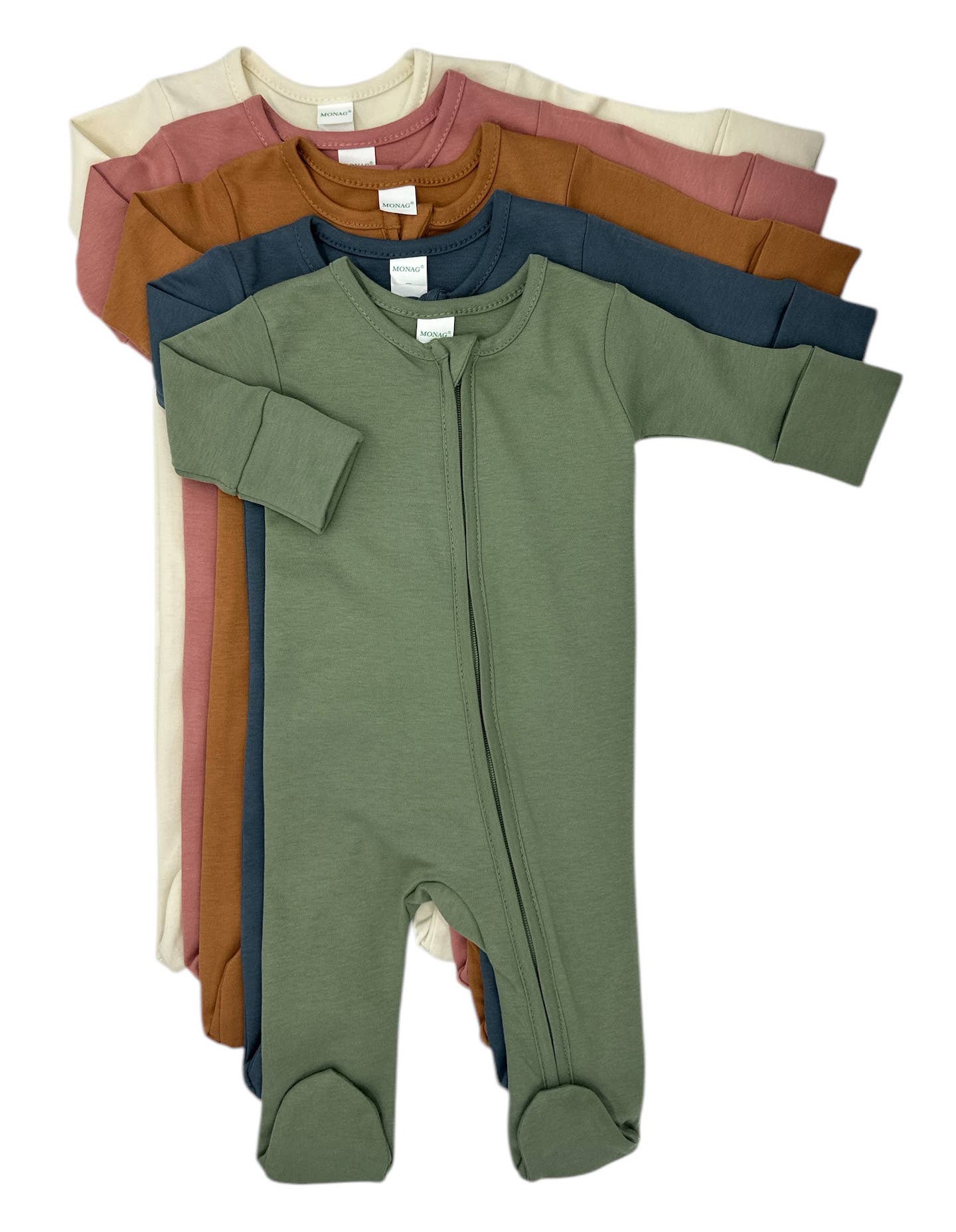 Organic Long Sleeve Baby Romper with Footie and mittens: Natural / 0-3M - 3 Feathers Design and Graphics & 3 Feathers Mercantile