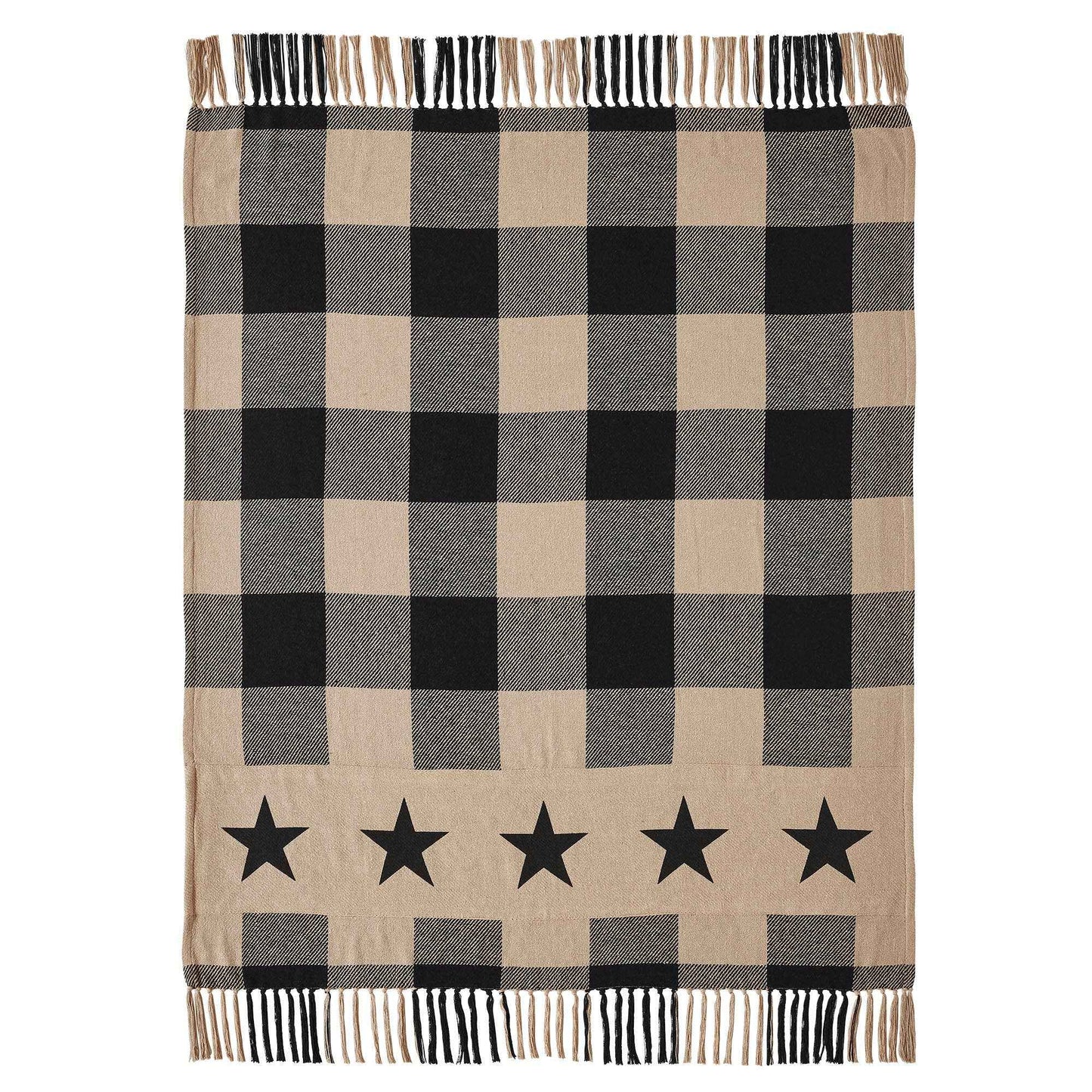 Black Check Star Woven Throw 50x60