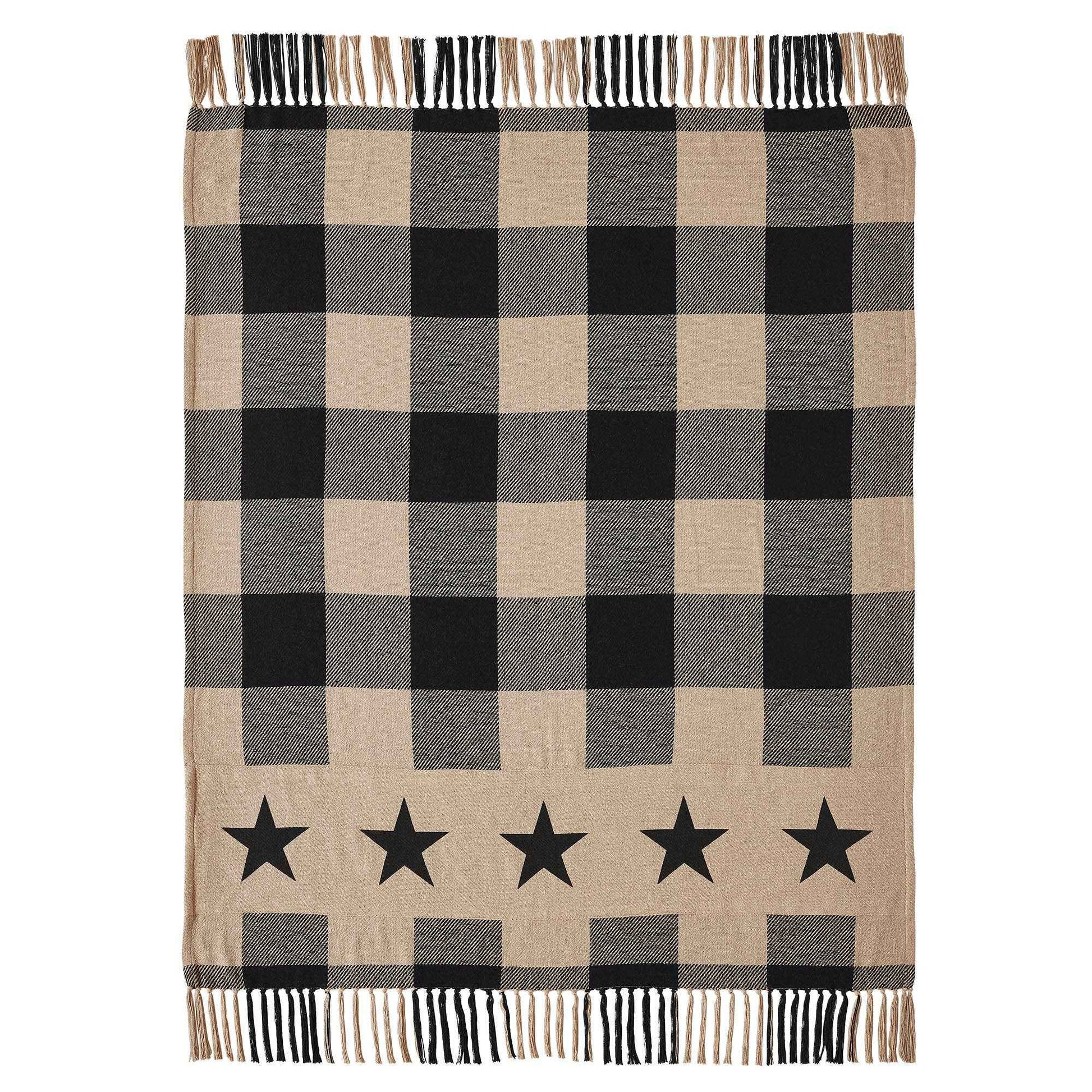 Black Check Star Woven Throw 50x60