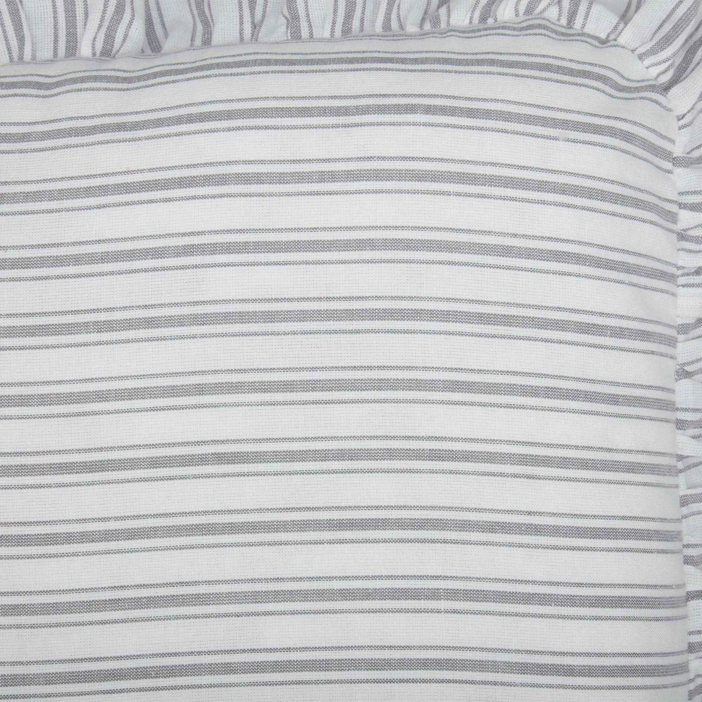 Timeless Ticking Gray Ruffled Chair Pad 16Lx16W