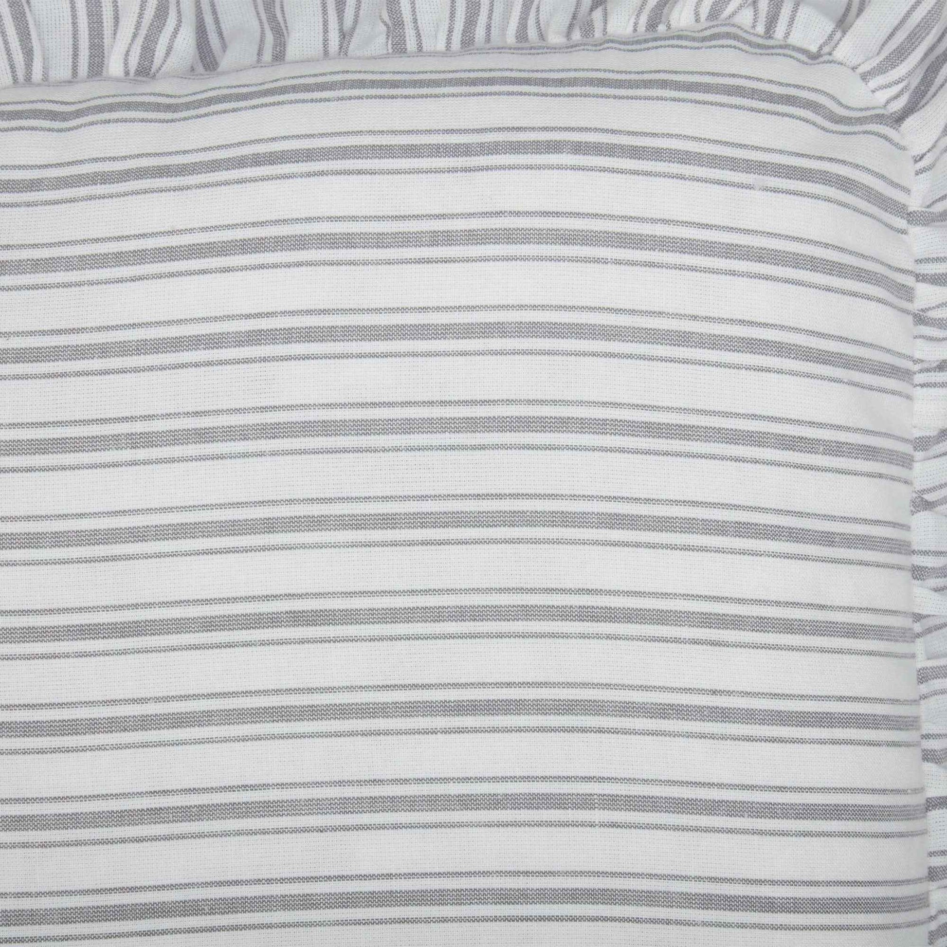 Timeless Ticking Gray Ruffled Chair Pad 16Lx16W