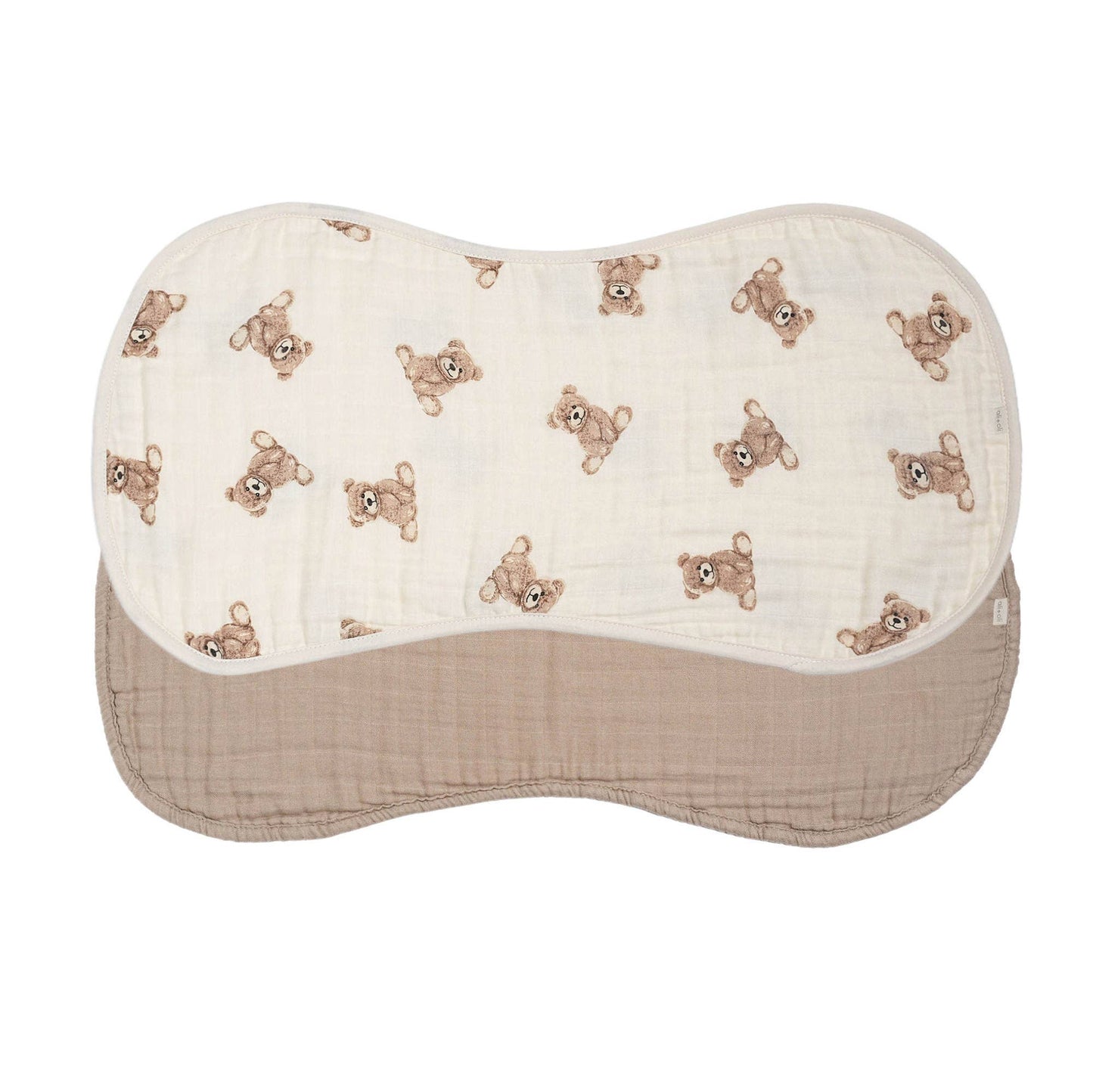 Bamboo Muslin Burp Cloth Set 2-Pack (Teddy/Taupe) - 3 Feathers Design and Graphics & 3 Feathers Mercantile