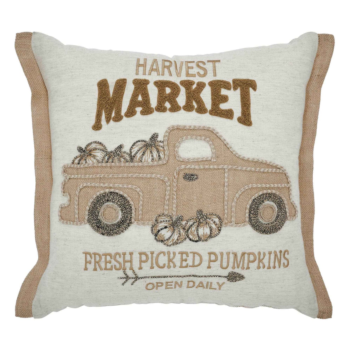 Autumn Fall Farmhouse Pumpkin Truck Decorative Throw Pillow 18x18 Home Accent