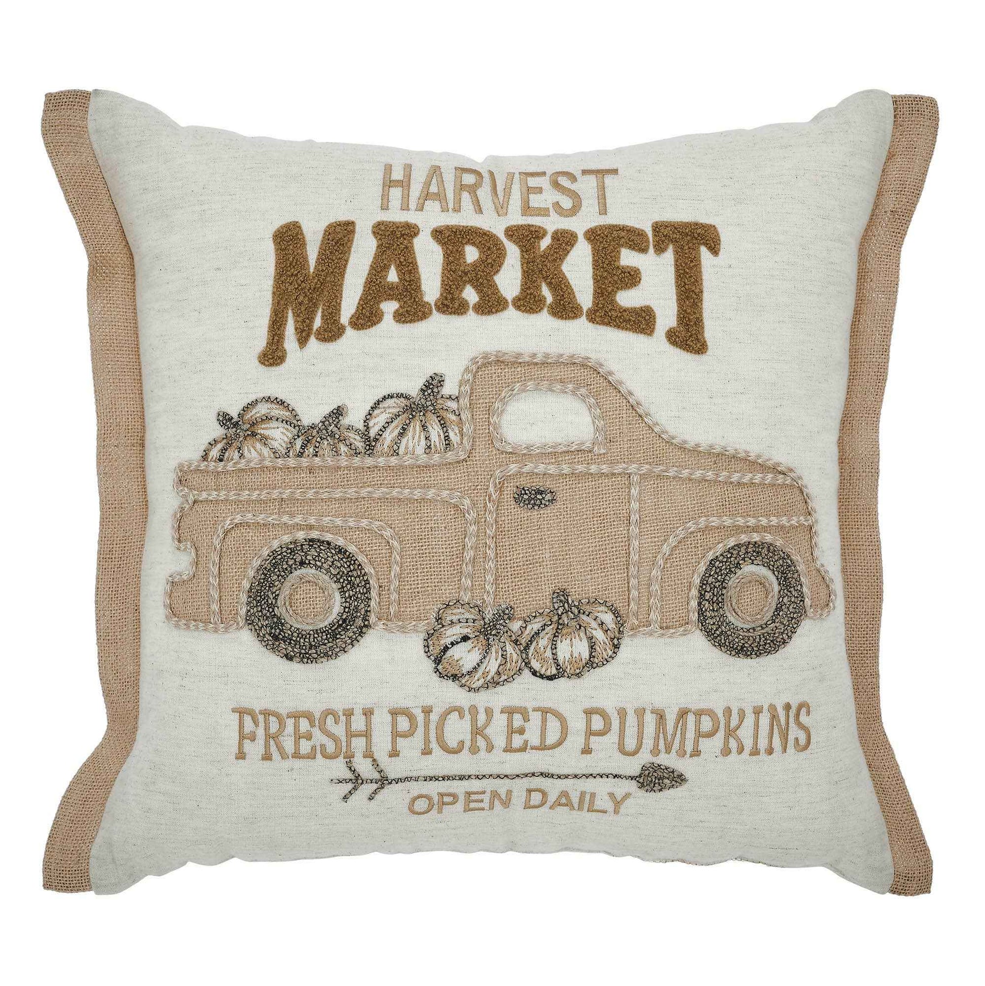 Autumn Fall Farmhouse Pumpkin Truck Decorative Throw Pillow 18x18 Home Accent