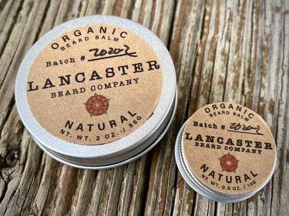 Lancaster Beard Company - Natural (Unscented) Organic Beard Balm: 0.5 Oz