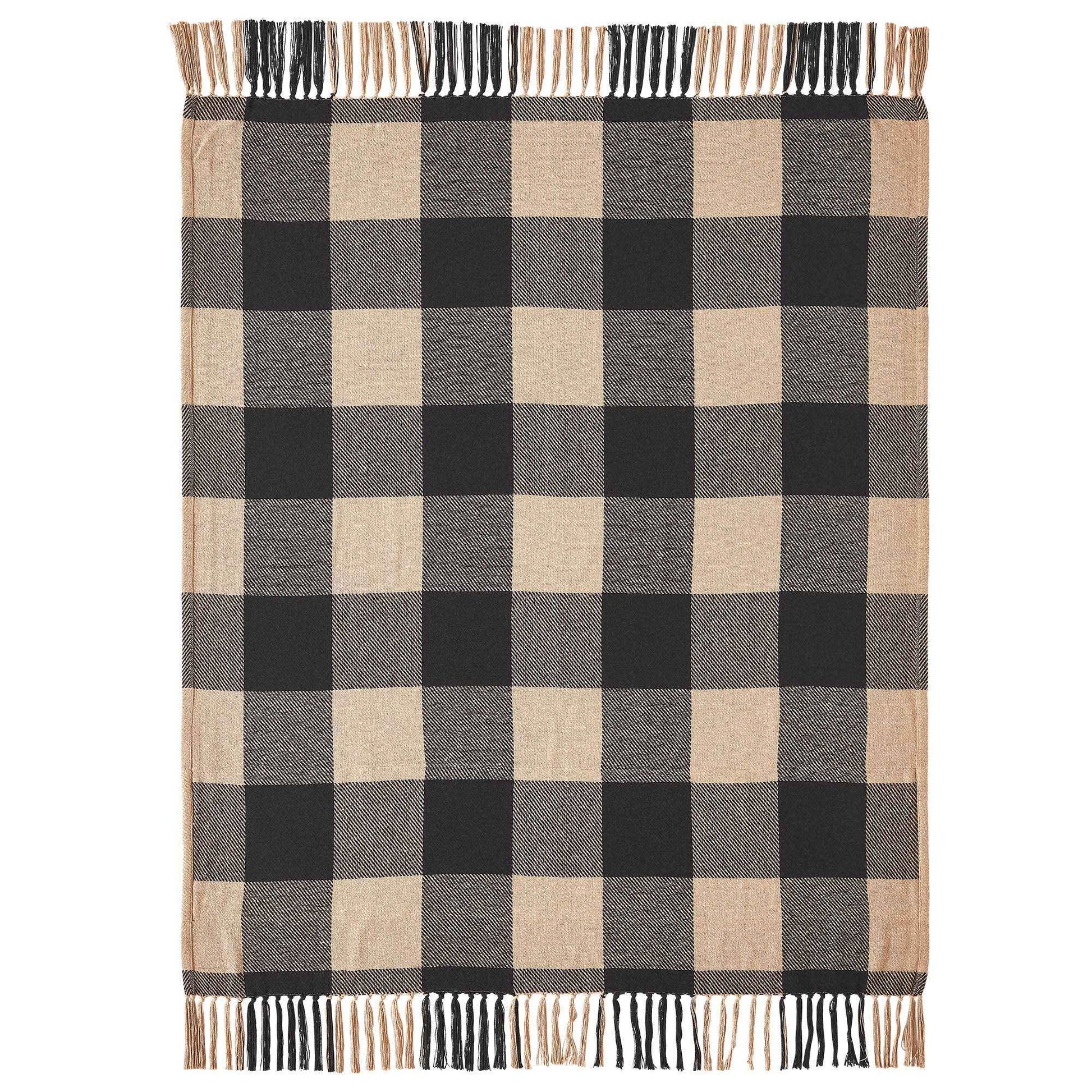 Black Check Star Woven Throw 50x60
