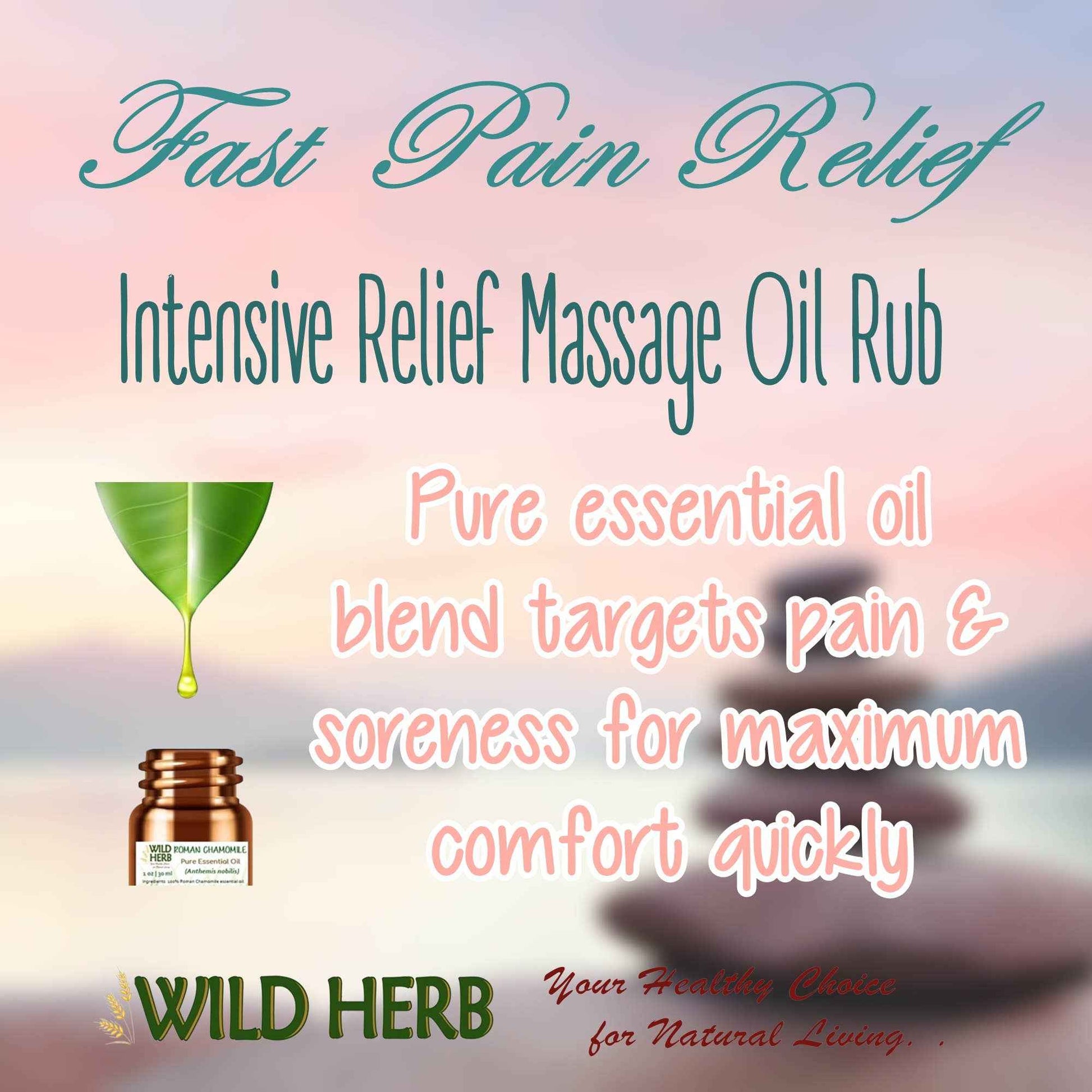 Intensive Relief Pain Oil Massage Rub 100% Natural Essential: 4 oz