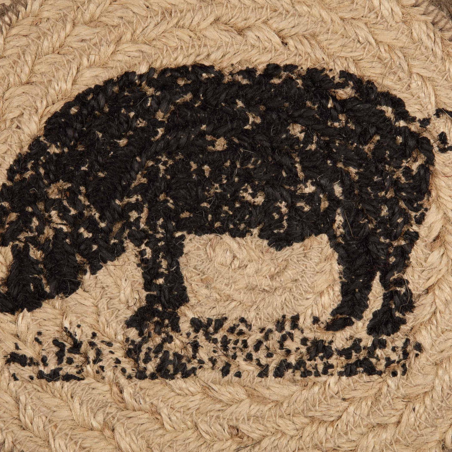 Sawyer Mill Charcoal Pig Jute Trivet - 3 Feathers Design and Graphics & 3 Feathers Mercantile
