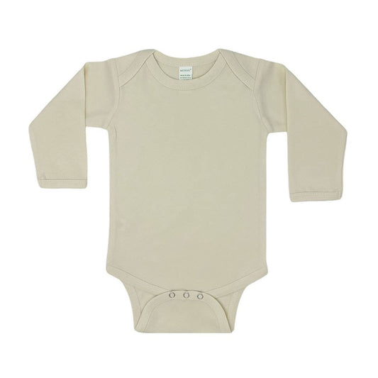 Organic Long Sleeve Baby Bodysuit, Sustainable Baby Creeper : Natural / 6-12M - 3 Feathers Design and Graphics & 3 Feathers Mercantile