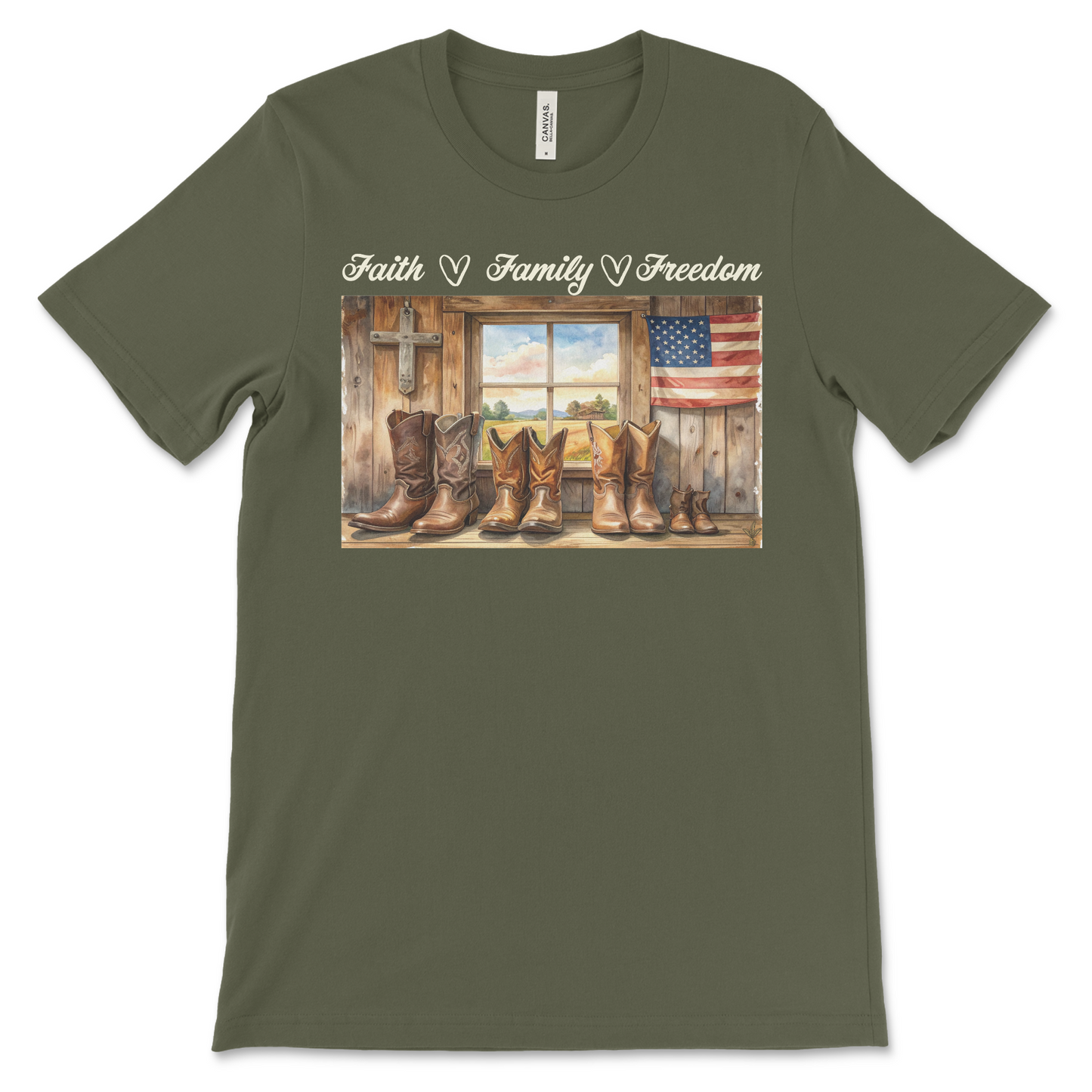 Heritage Collection - Faith Family Freedom TShirt Military Green