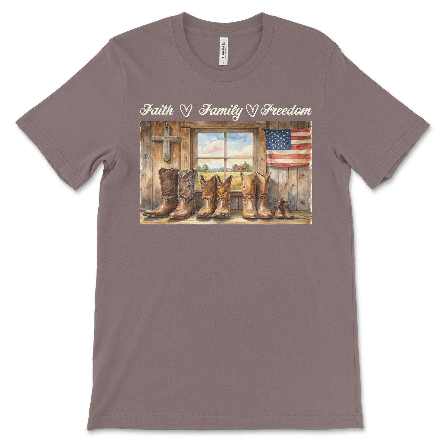 Heritage Collection - Faith Family Freedom TShirt Pebble Brown