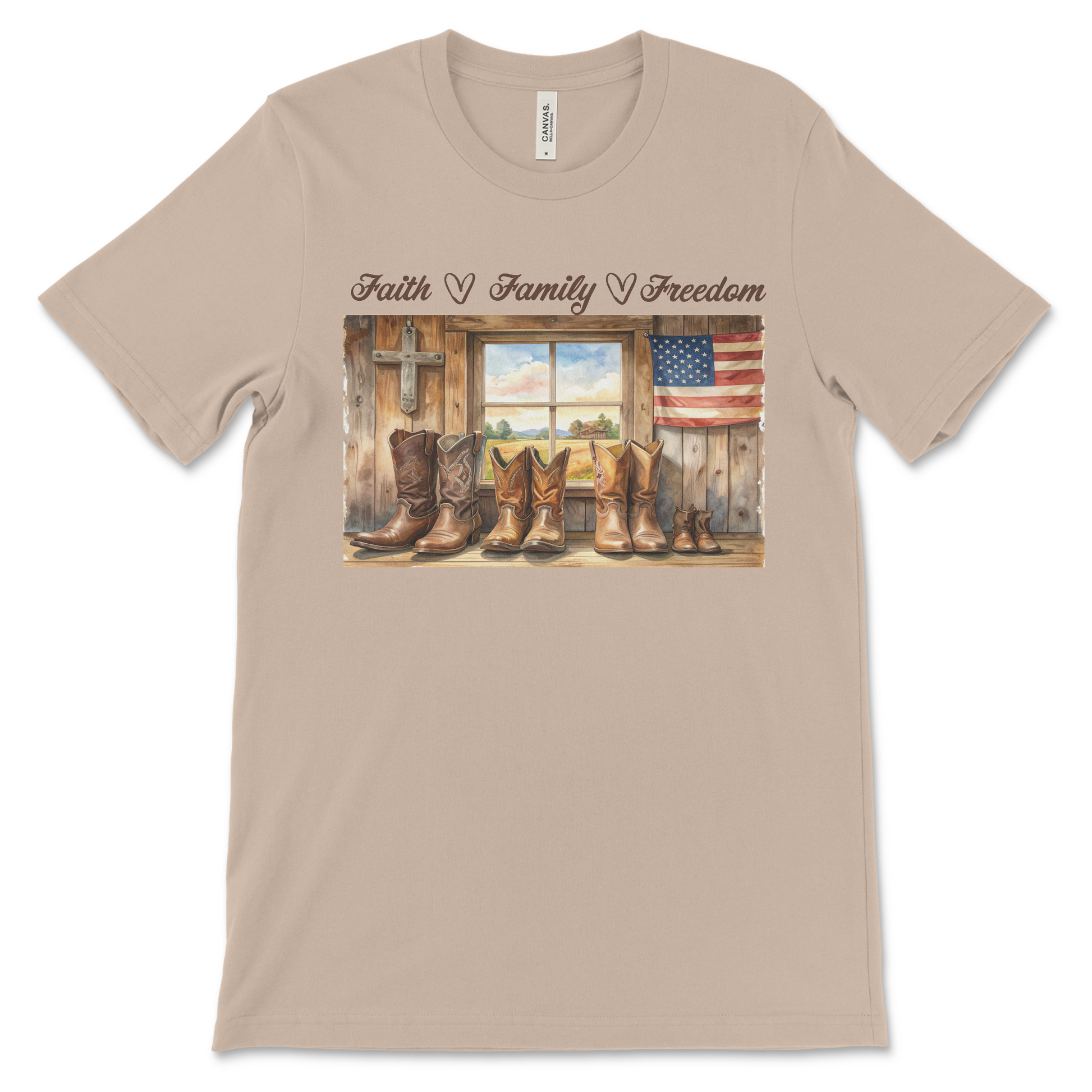 Heritage Collection - Faith Family Freedom TShirt Tan