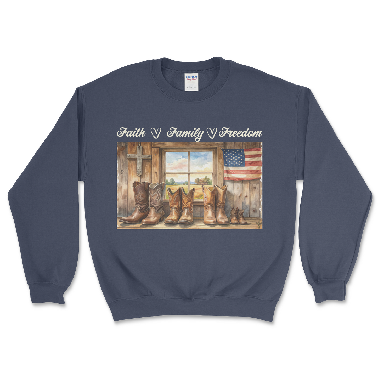 Heritage Collection -  Faith Family Freedom  – Heavy Blend Crewneck Sweatshirt
