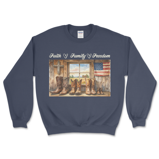 Heritage Collection -  Faith Family Freedom  – Heavy Blend Crewneck Sweatshirt