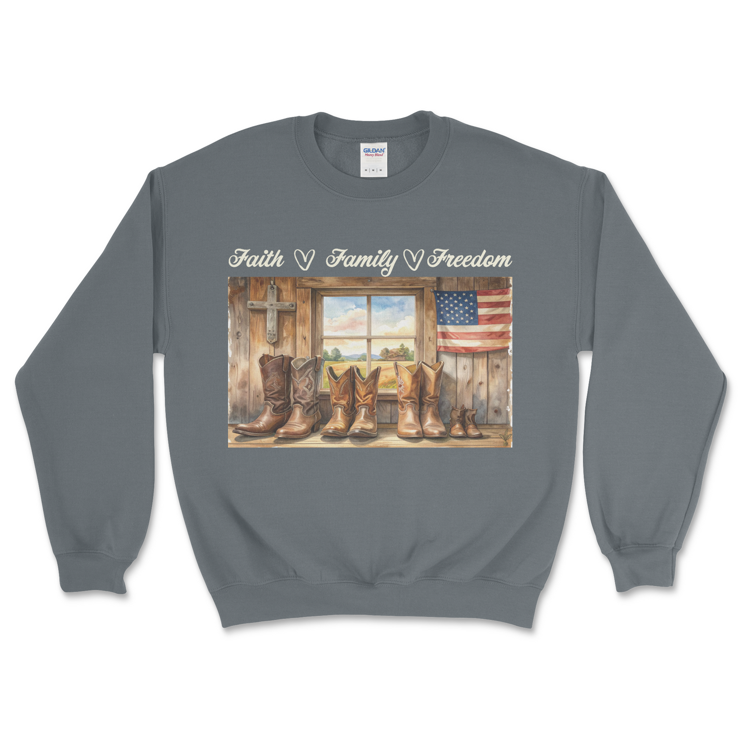 Heritage Collection -  Faith Family Freedom  – Heavy Blend Crewneck Sweatshirt