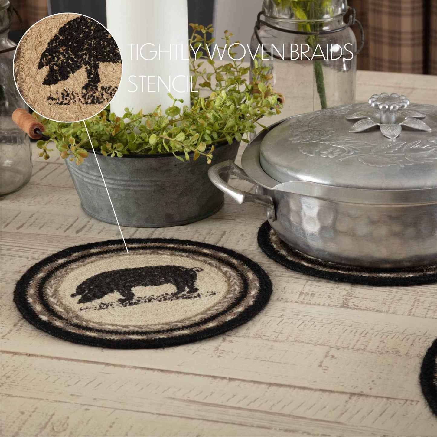 Sawyer Mill Charcoal Pig Jute Trivet