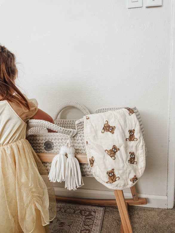 Bamboo Muslin Burp Cloth Set 2-Pack (Teddy/Taupe)