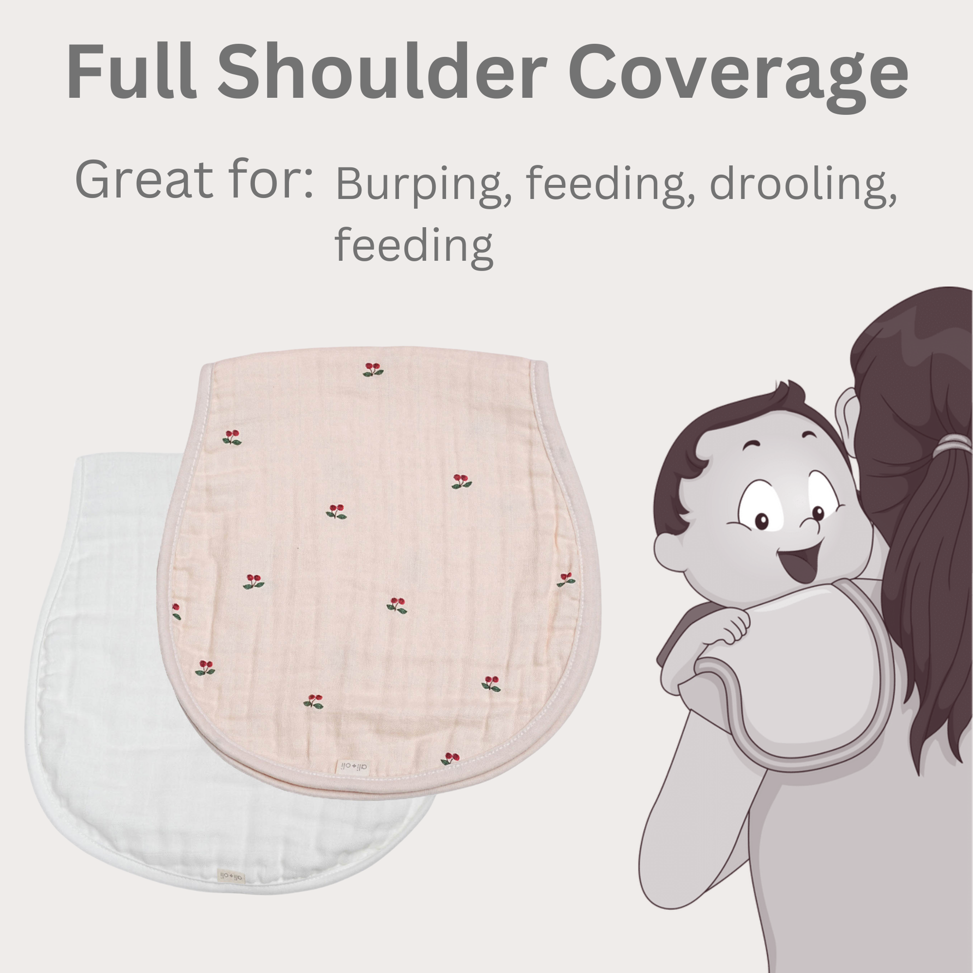 Bamboo Muslin Burp Cloth Set 2-Pack (Cherry-White) - 3 Feathers Design and Graphics & 3 Feathers Mercantile