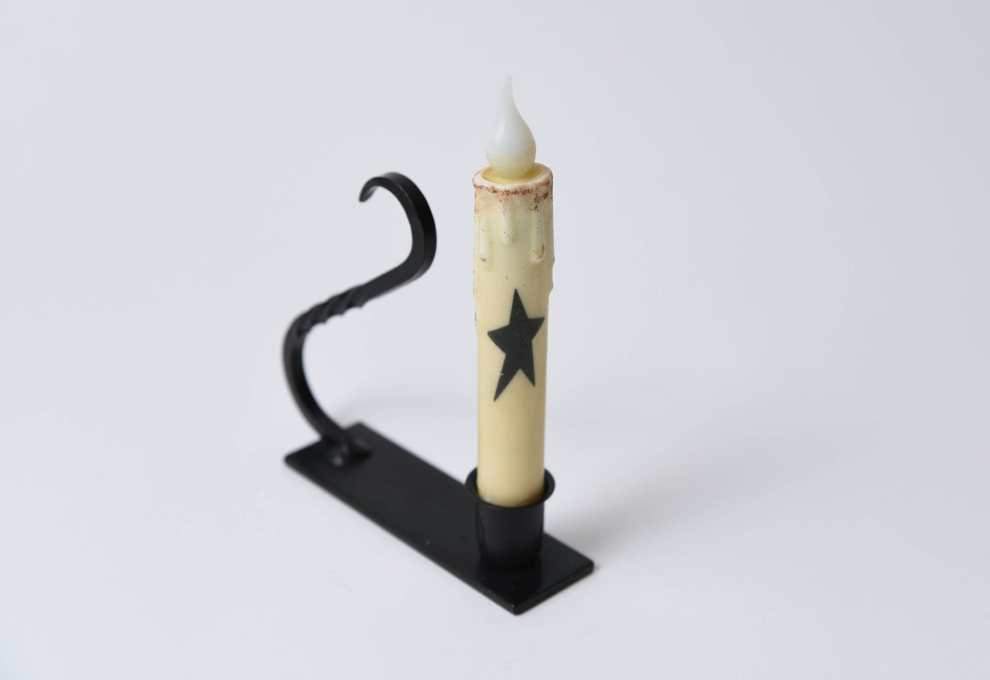 Iron Taper Holder with Curved Handle - 3 Feathers Design and Graphics & 3 Feathers Mercantile