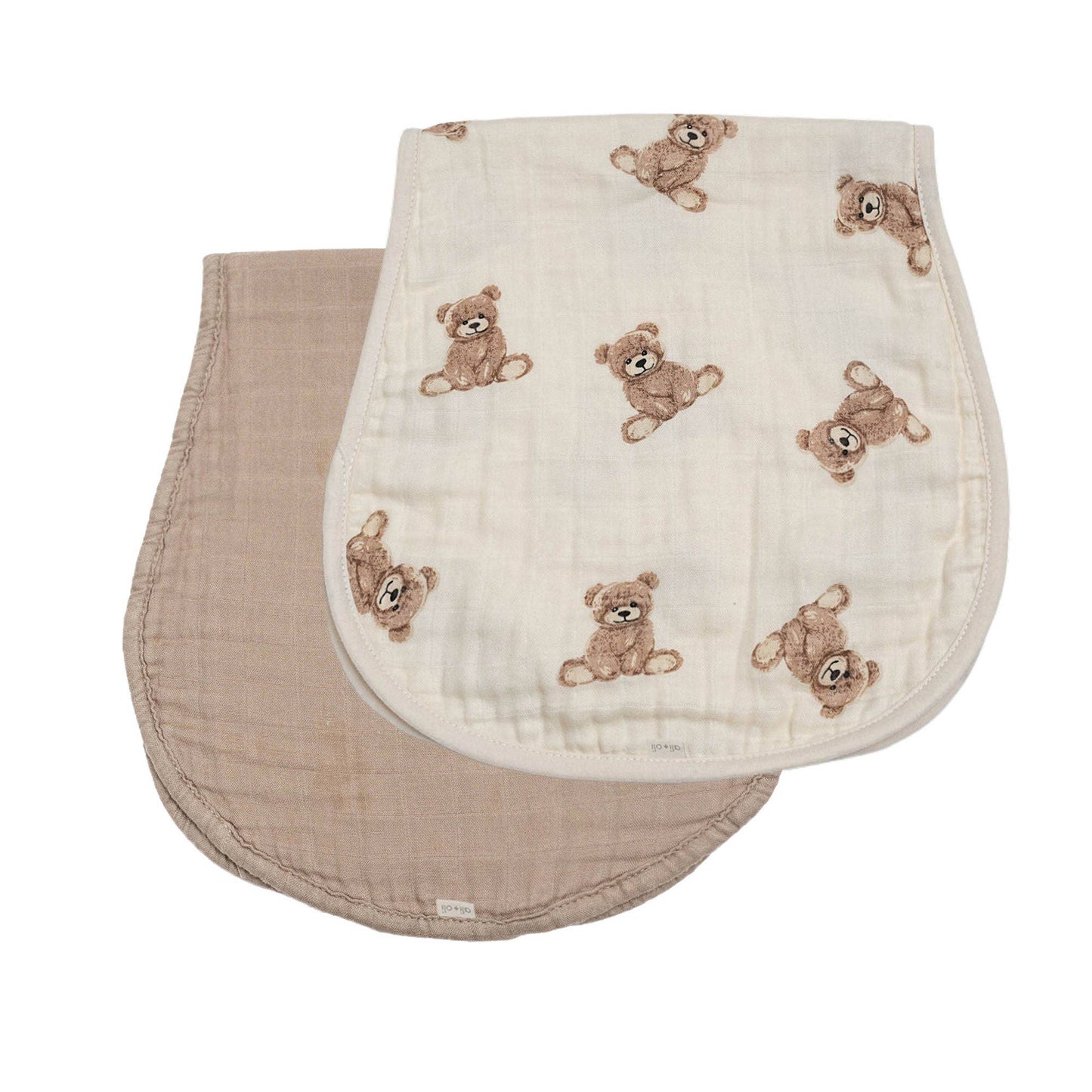 Bamboo Muslin Burp Cloth Set 2-Pack (Teddy/Taupe) - 3 Feathers Design and Graphics & 3 Feathers Mercantile