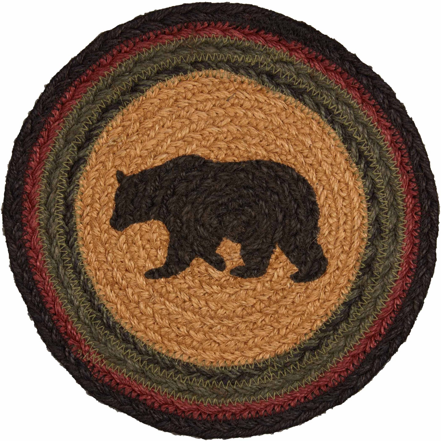 Wyatt Stenciled Bear Jute Trivet 8 - 3 Feathers Design and Graphics & 3 Feathers Mercantile