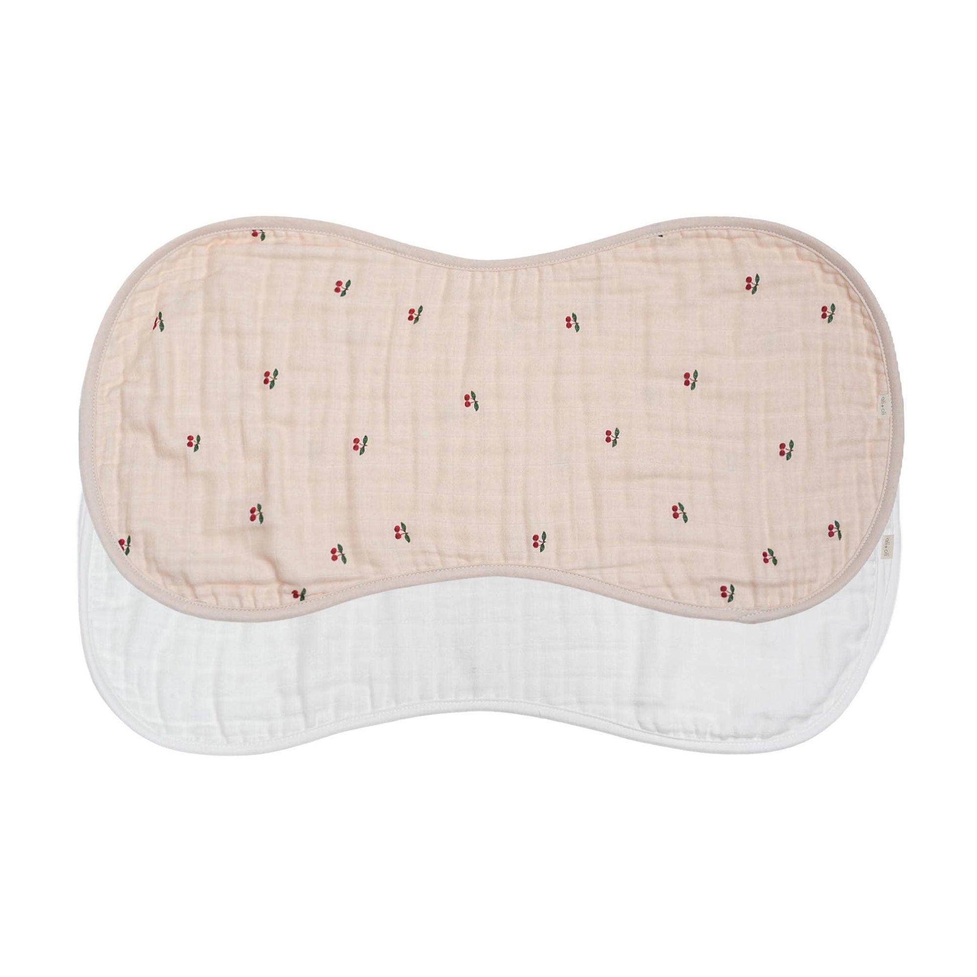 Bamboo Muslin Burp Cloth Set 2-Pack (Cherry-White) - 3 Feathers Design and Graphics & 3 Feathers Mercantile