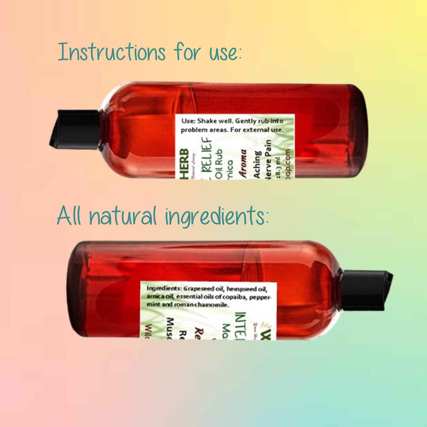 Intensive Relief Pain Oil Massage Rub 100% Natural Essential: 4 oz