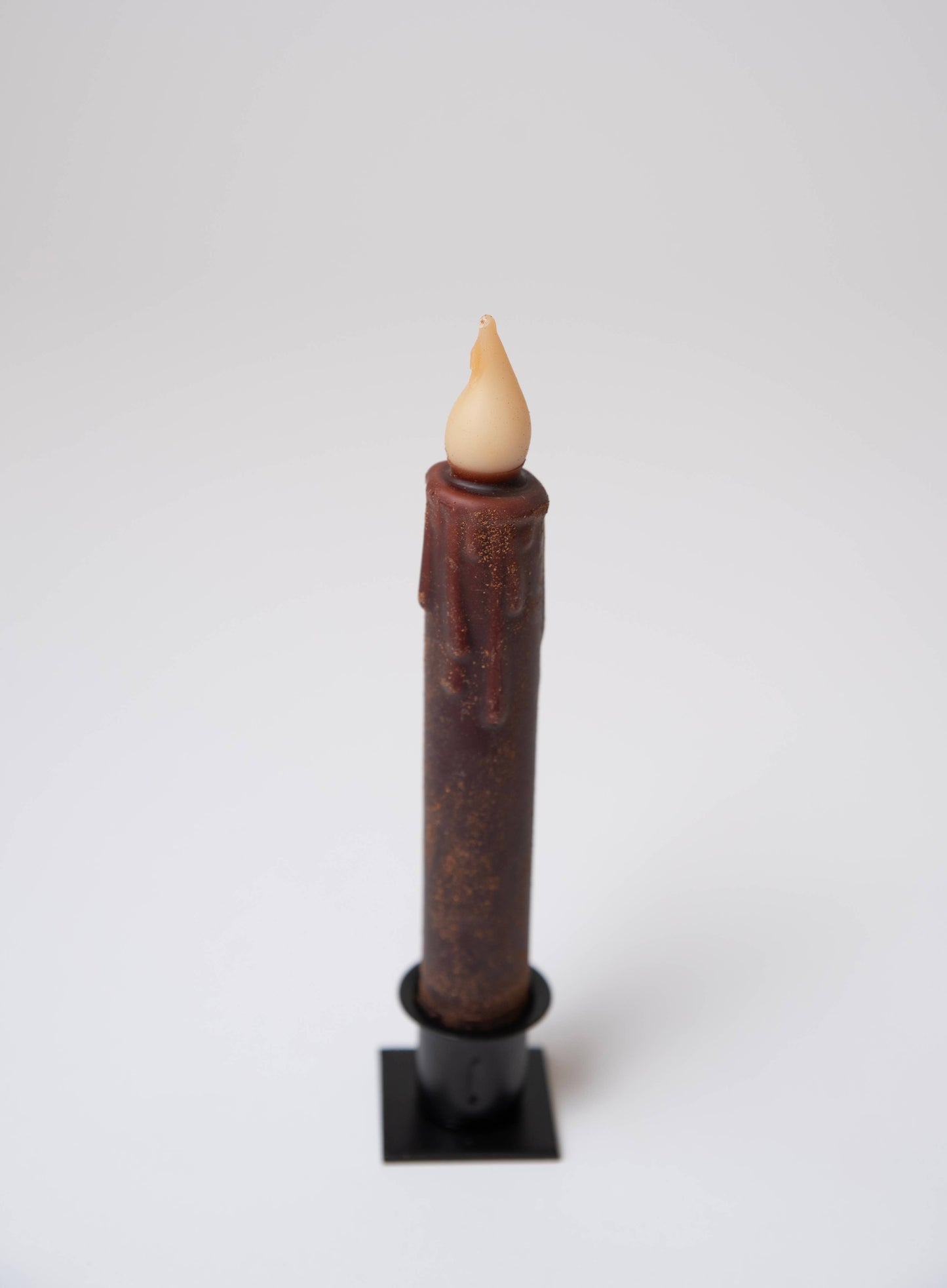 Brown LED Timer Taper Candle: Fully Dusted / 7" - 3 Feathers Design and Graphics & 3 Feathers Mercantile