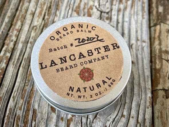 Lancaster Beard Company - Natural (Unscented) Organic Beard Balm: 0.5 Oz