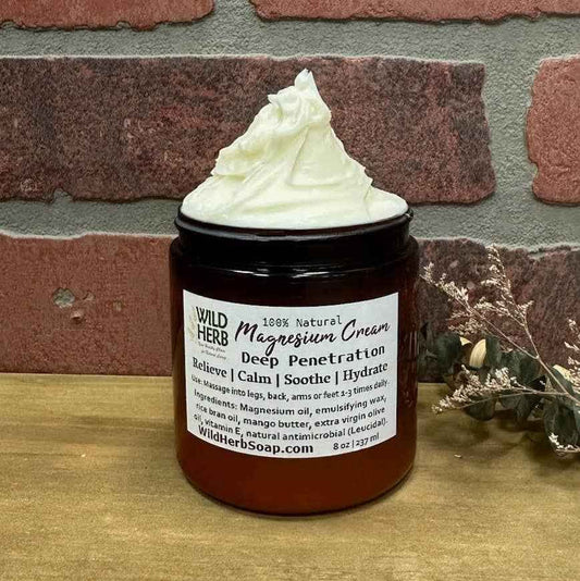 Wild Herb:Magnesium Cream 4oz Hydrating Silky Natural Topical Minerals: 4 oz