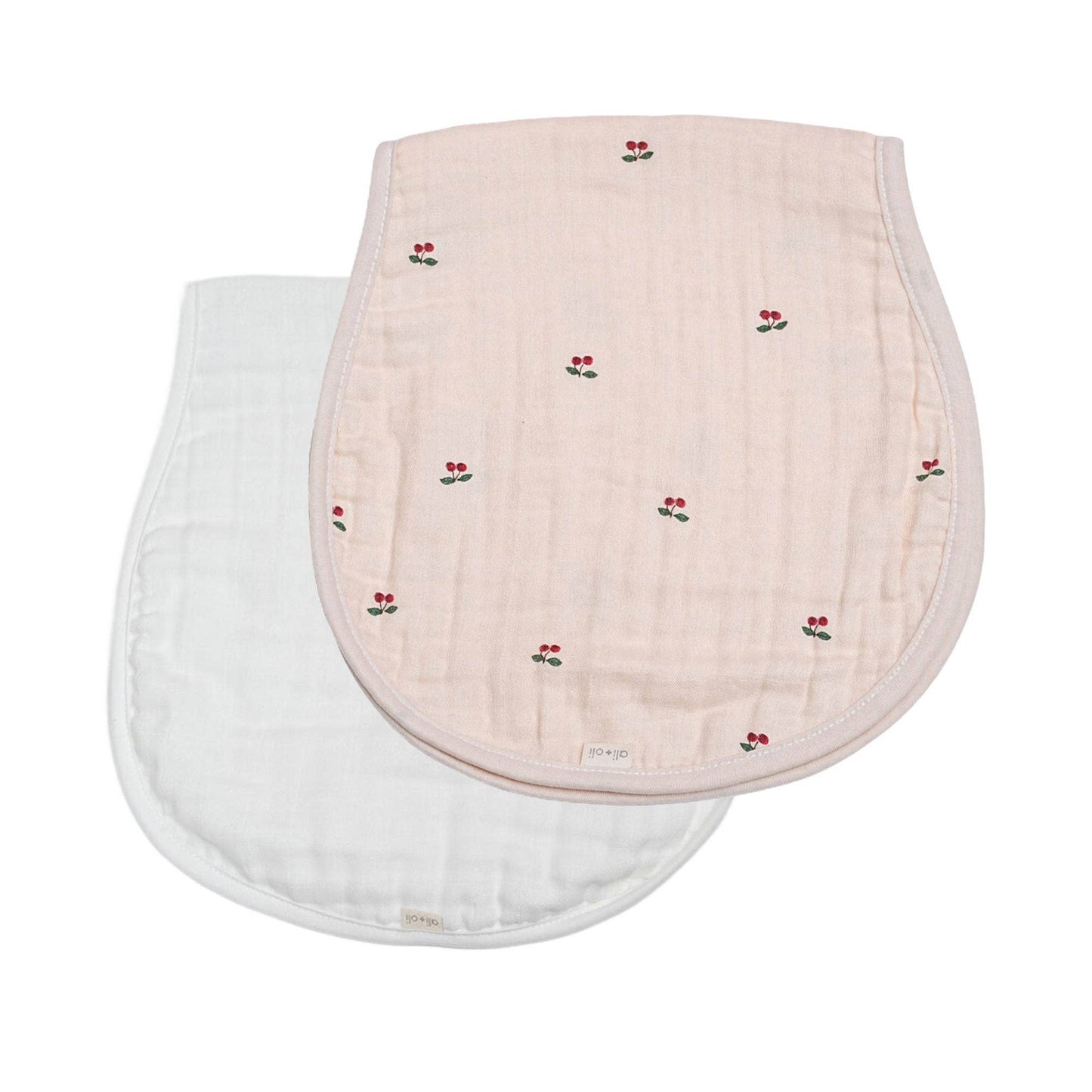 Bamboo Muslin Burp Cloth Set 2-Pack (Cherry-White) - 3 Feathers Design and Graphics & 3 Feathers Mercantile
