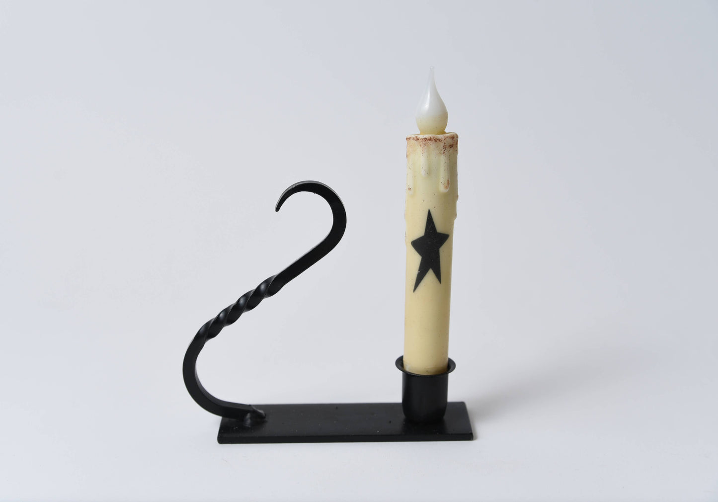 Iron Taper Holder with Curved Handle - 3 Feathers Design and Graphics & 3 Feathers Mercantile