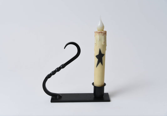 Iron Taper Holder with Curved Handle - 3 Feathers Design and Graphics & 3 Feathers Mercantile