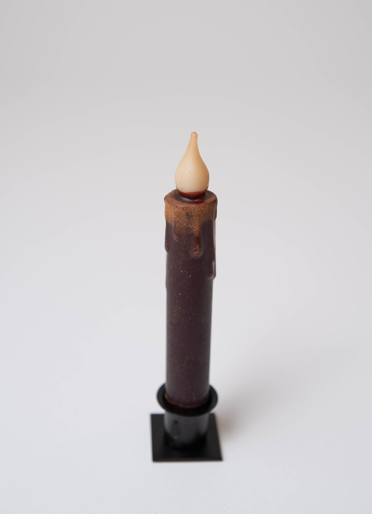 Brown LED Timer Taper Candle: Fully Dusted / 7" - 3 Feathers Design and Graphics & 3 Feathers Mercantile