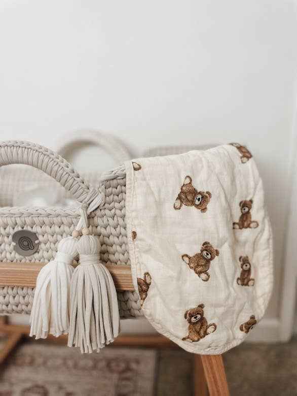 Bamboo Muslin Burp Cloth Set 2-Pack (Teddy/Taupe)