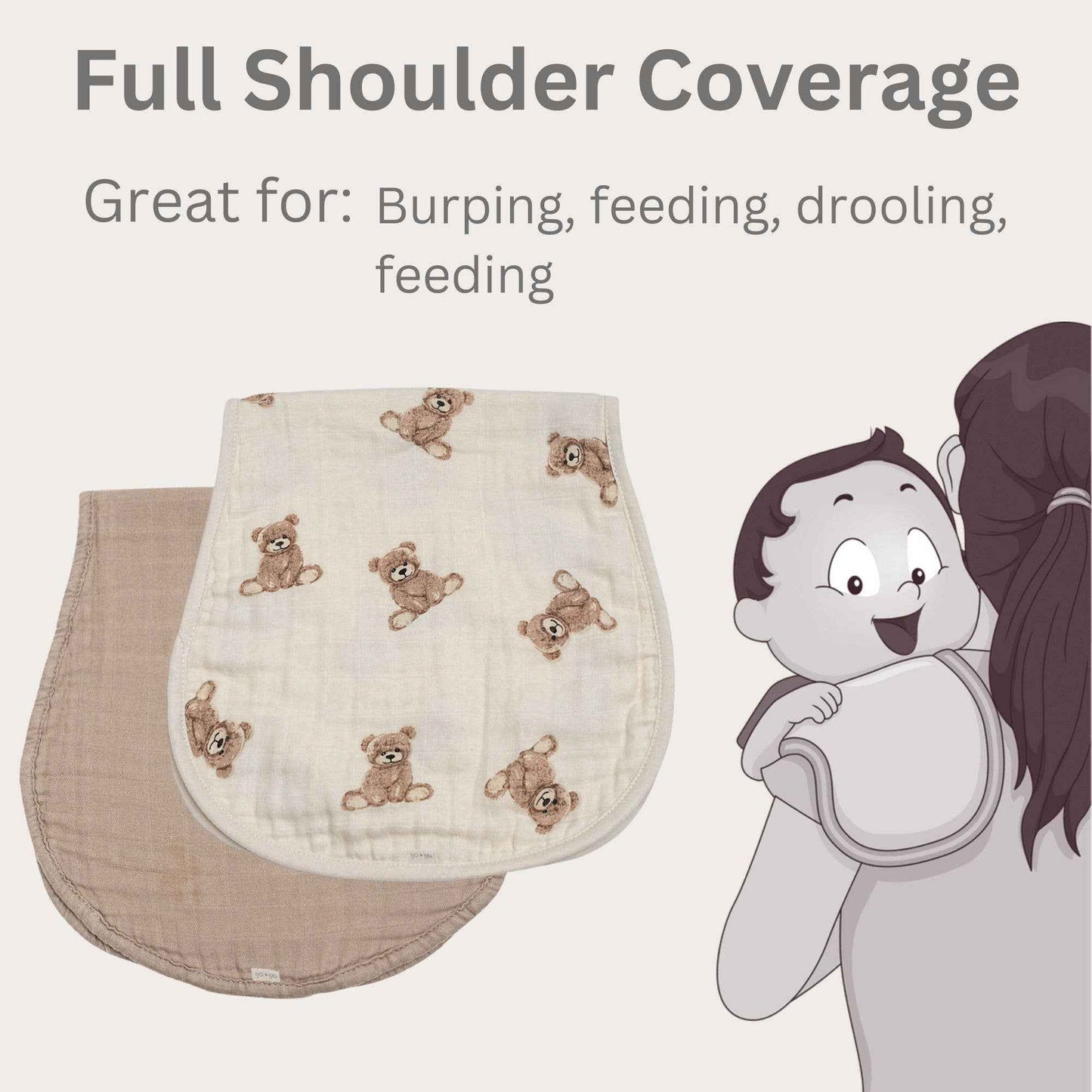 Bamboo Muslin Burp Cloth Set 2-Pack (Teddy/Taupe)